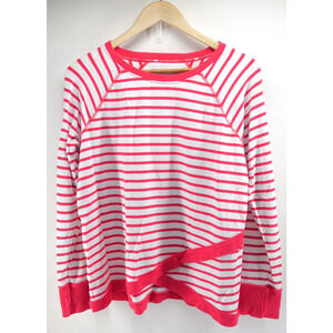Tommy Hilfiger Sport Red White Striped Rayon Long Sleeve Shirt Size Large‎ Women
